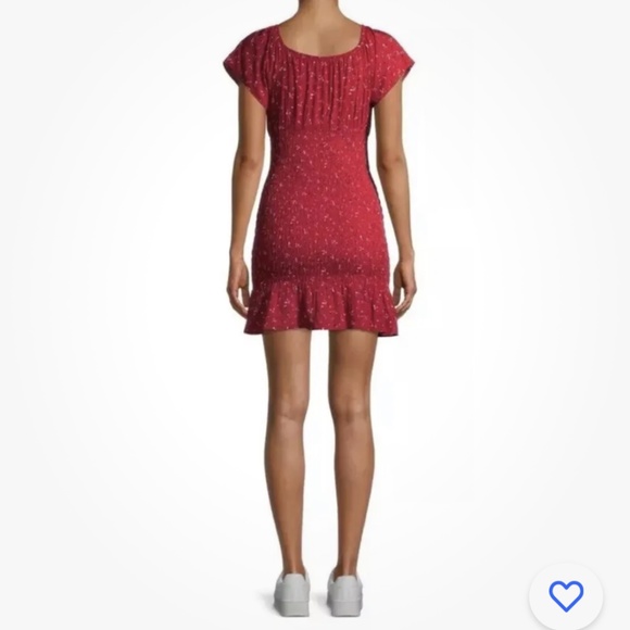 No Boundaries Brilliant Red Floral Smock Dress Medium(7-9) NEW - Picture 4 of 7